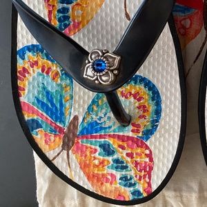 Brighton Butterfly Wedge Flip Flop Size 9